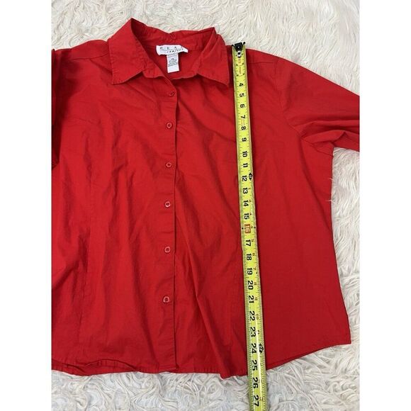 Real Comfort Vintage 90s Women’s Plus Size 2XL Red Button Front Cotton Blouse - Picture 3 of 10